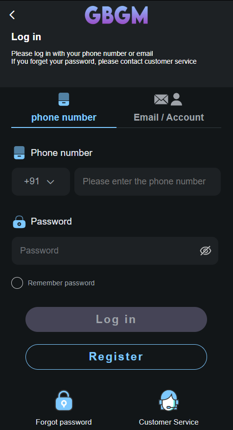 GBGM Game login